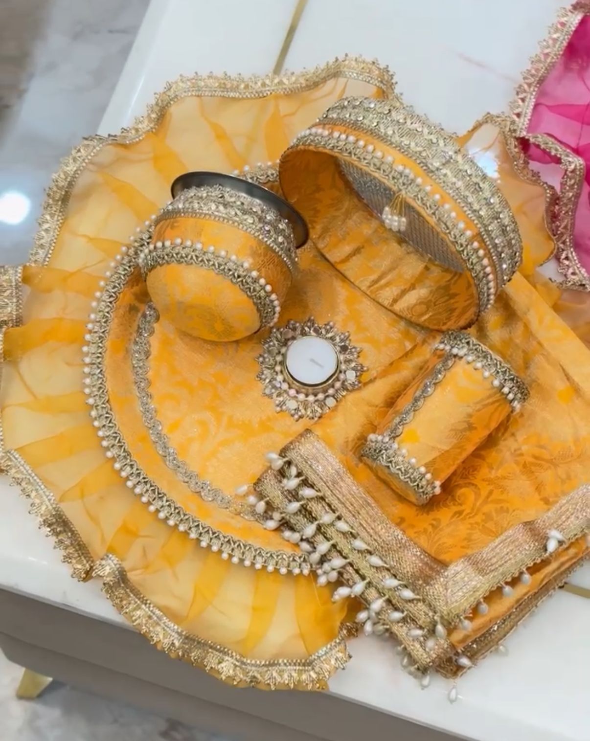 Karwachauth Thali Set – 13 Inch Premium Stainless Steel | Puja Thali with Elegant Design