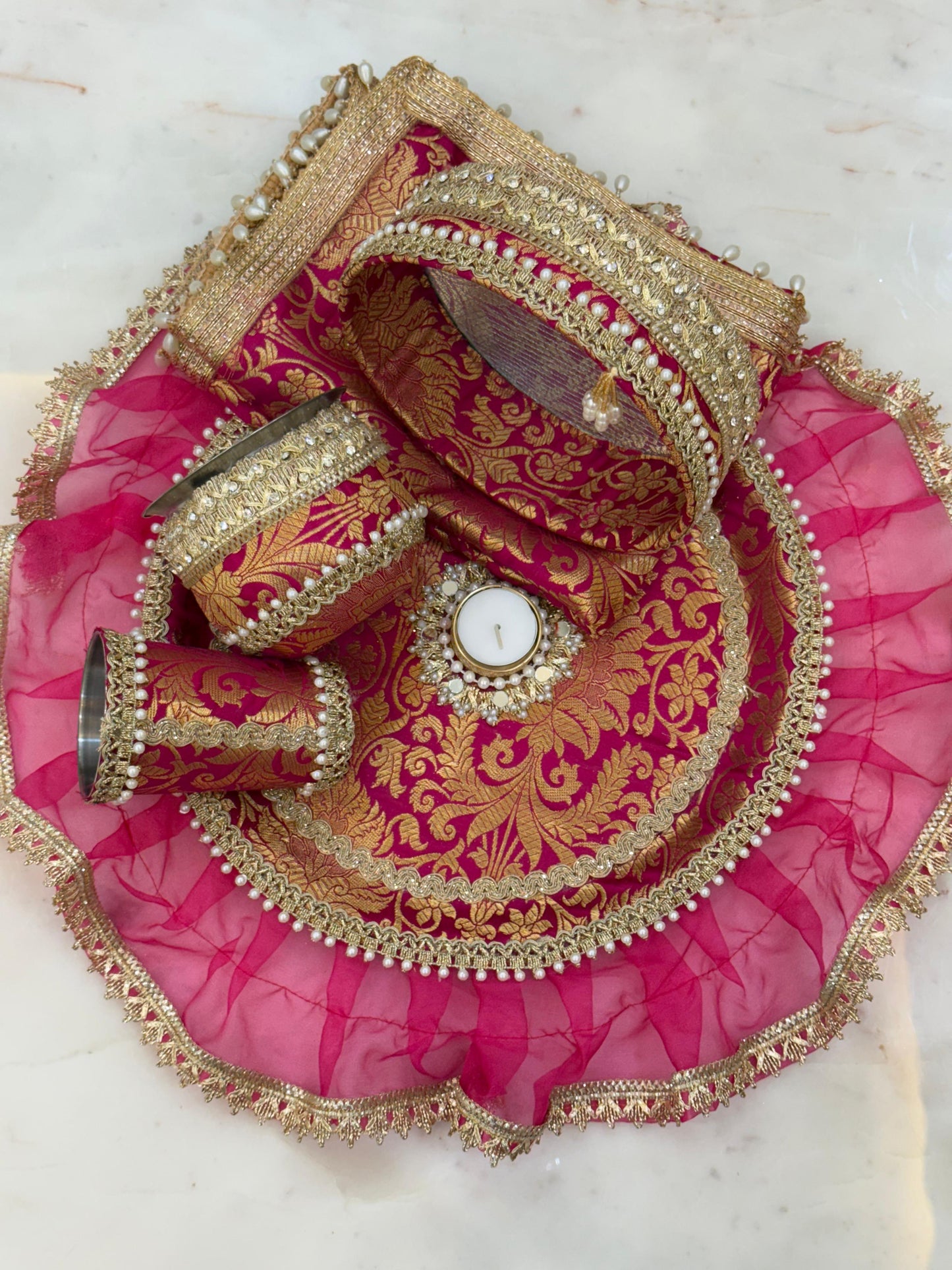 Karwachauth Thali Set – 13 Inch Premium Stainless Steel | Puja Thali with Elegant Design