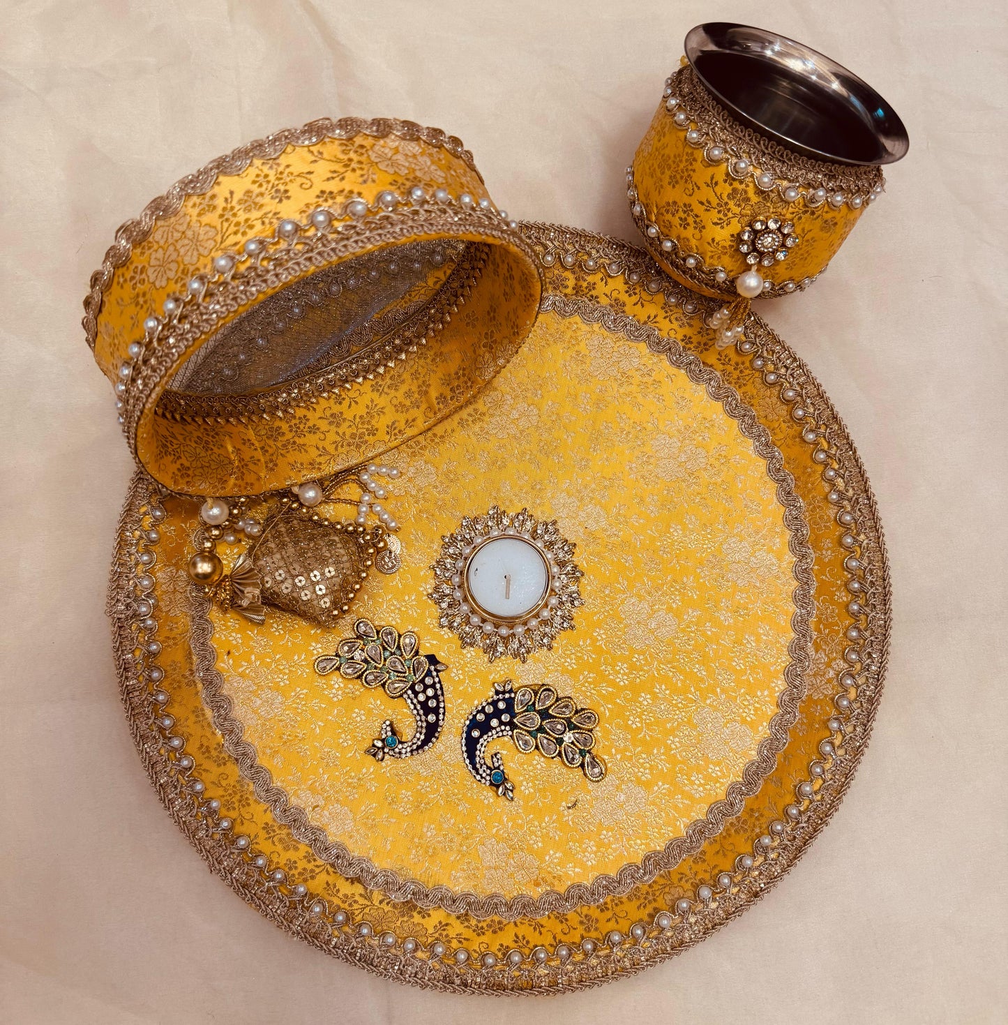 KARWACHAUTH POOJA THALI- 13 INCHES-UNIQUE DESIGN