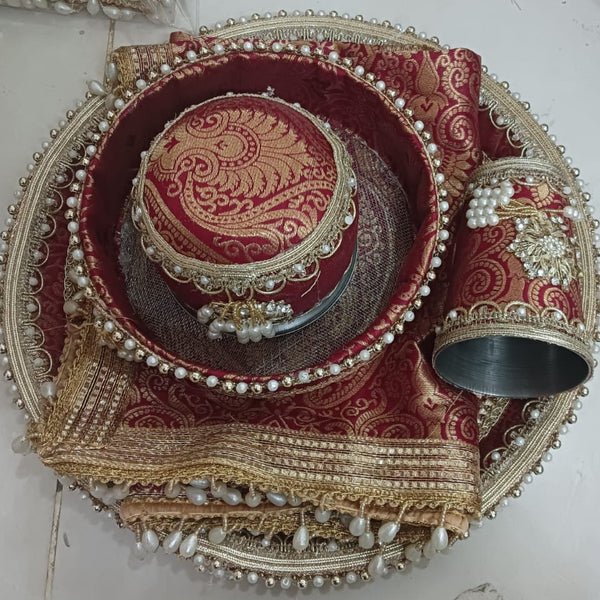 JODIDAARR ROYAL MAROON KARWA CHAUTH PUJA SET
