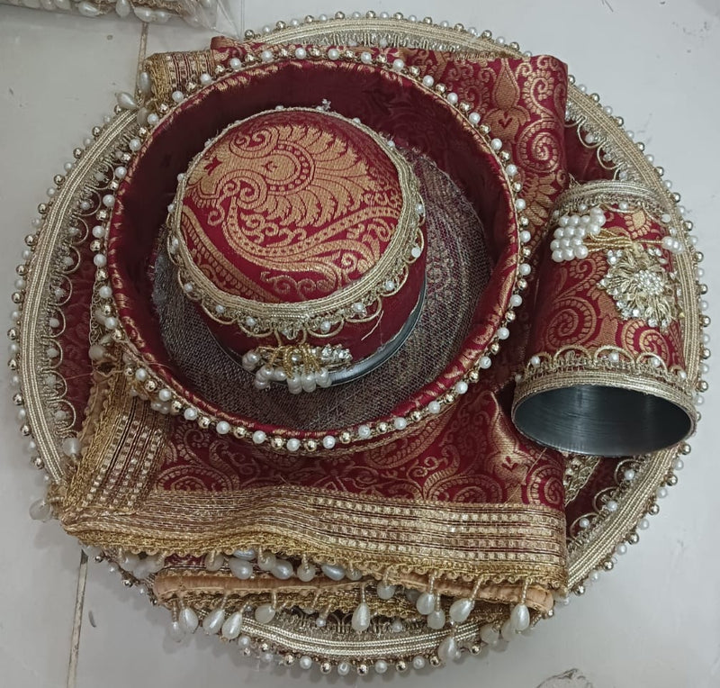 JODIDAARR ROYAL MAROON KARWA CHAUTH PUJA SET