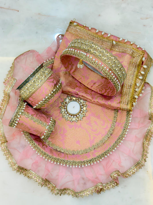 Karwachauth Thali Set – 13 Inch Premium Stainless Steel | Puja Thali with Elegant Design