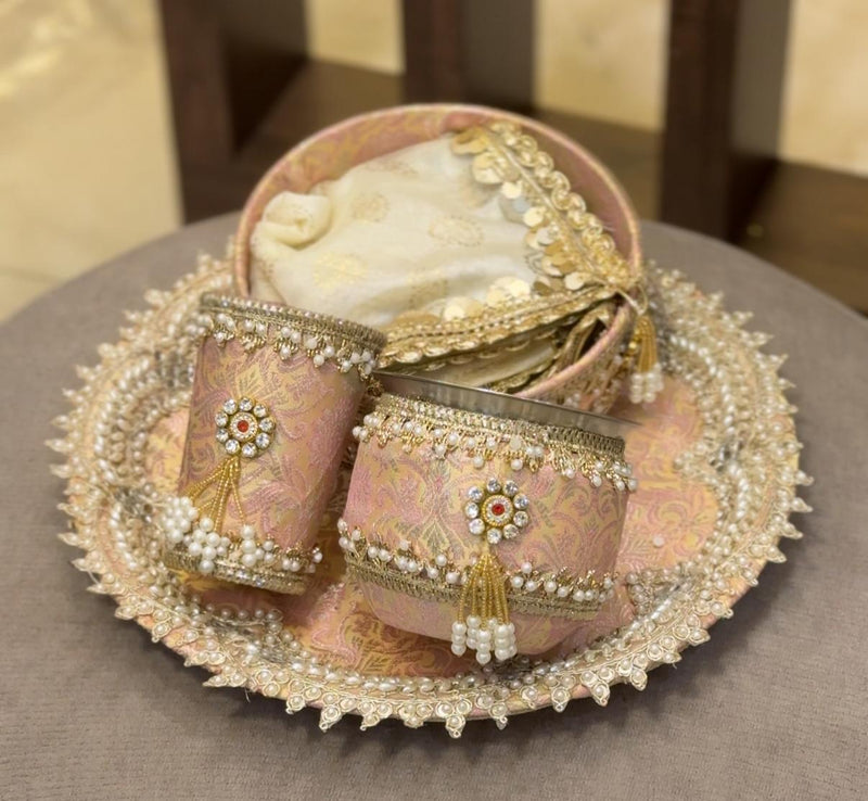 ✨ ROYAL ELEGANCE KARWA CHAUTH THALI SET – JODIDAARR SIGNATURE ✨