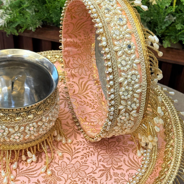 🌙 Jodidaarr Royal Karwa Chauth Heavy Latkans – Designer Thali Decoration for Festive Elegance