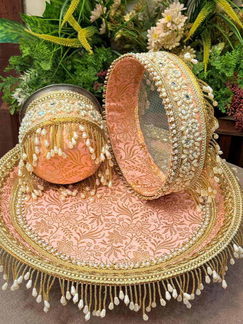 🌙 Jodidaarr Royal Karwa Chauth Heavy Latkans – Designer Thali Decoration for Festive Elegance