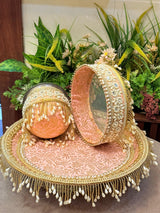 🌙 Jodidaarr Royal Karwa Chauth Heavy Latkans – Designer Thali Decoration for Festive Elegance