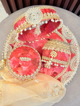 Divine Love Karwachouth Set – Jodidaarr Premium Thali Collection with Sweet Box